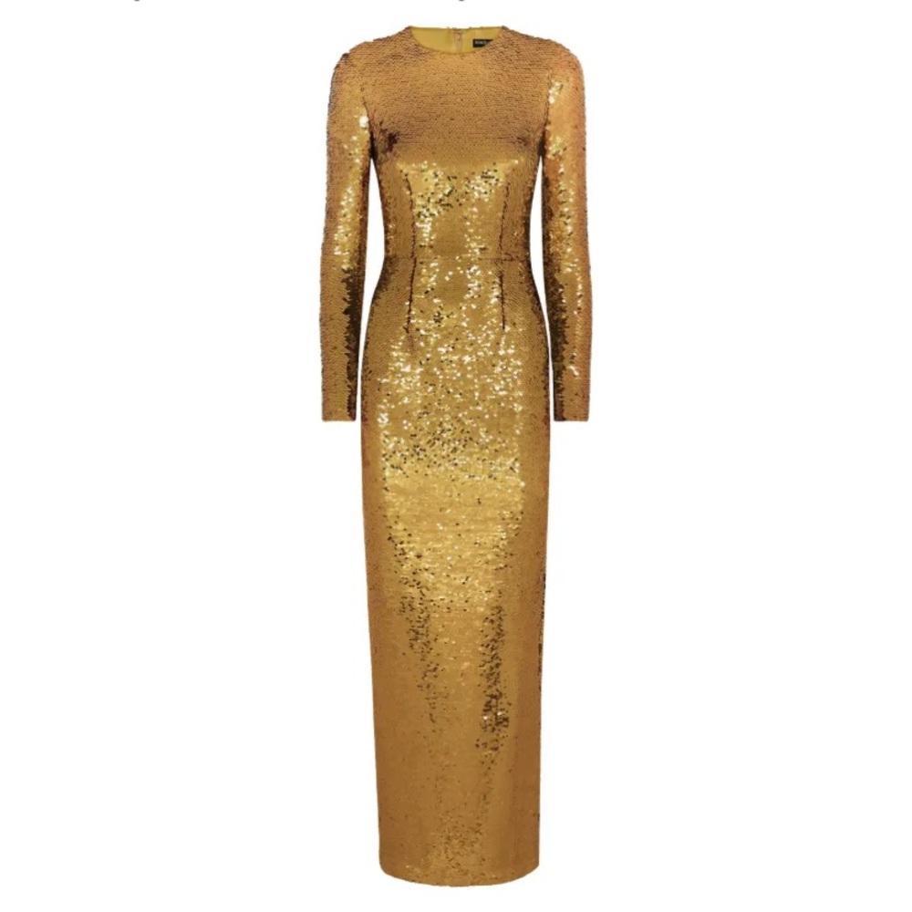 Gianni Bini Gold Sequin Long Sleeve Gown